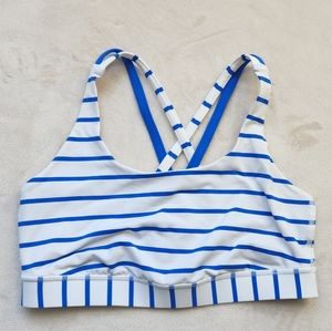 Lululemon Energy Bra - Blue/White Stripe - Size 8